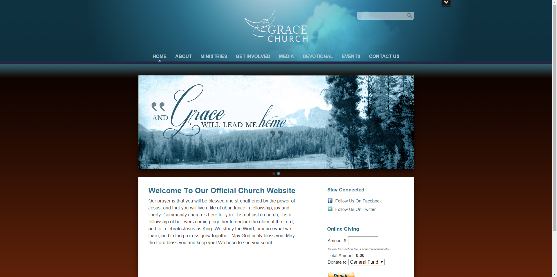 Blue and Burgundy Church Website Template