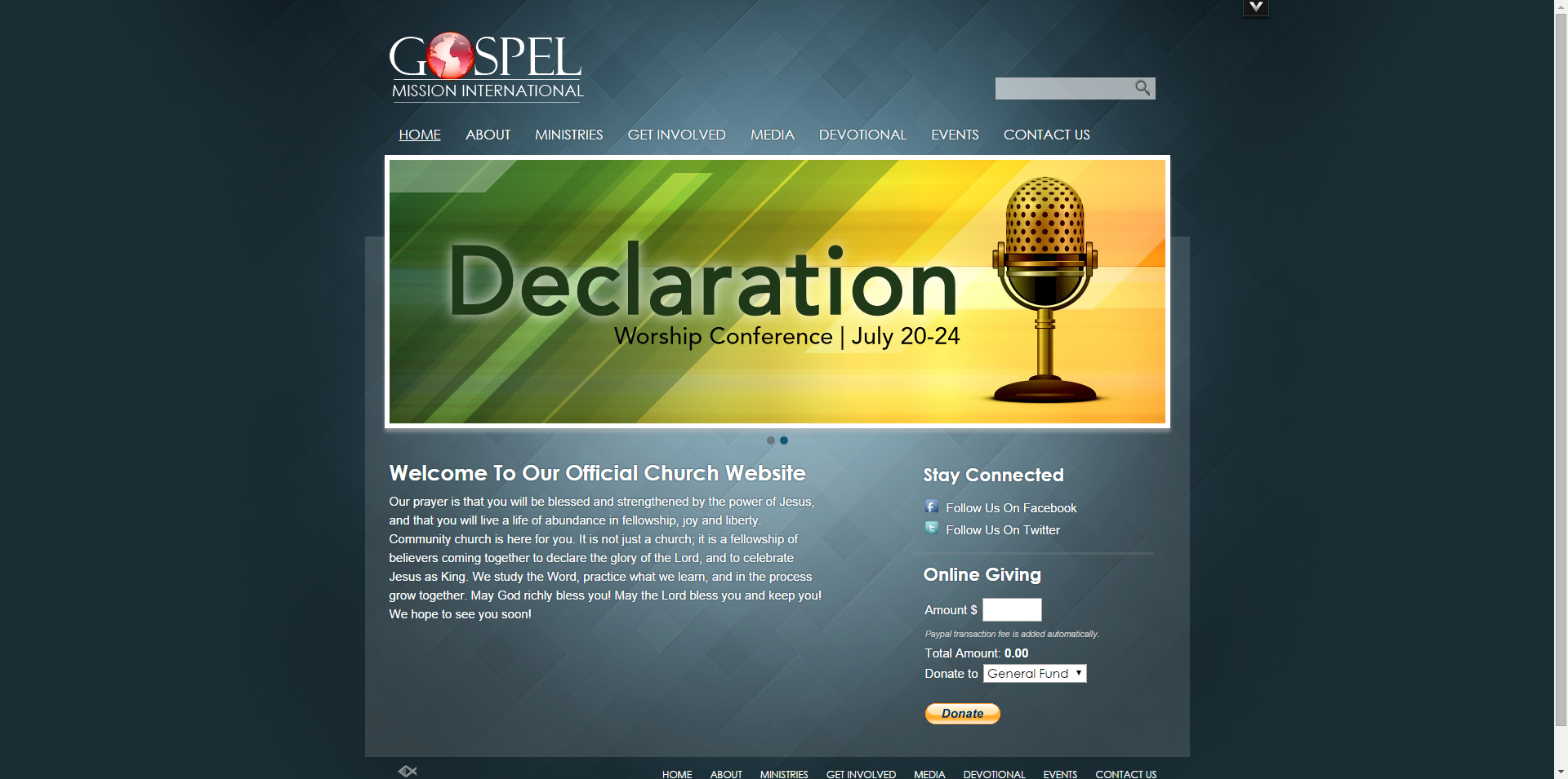 Transparent Grid Church Website Template