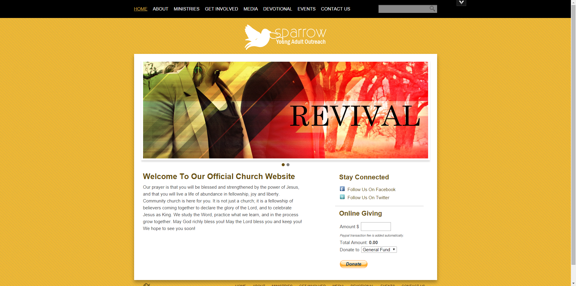Contemporary Golden Church Website Template