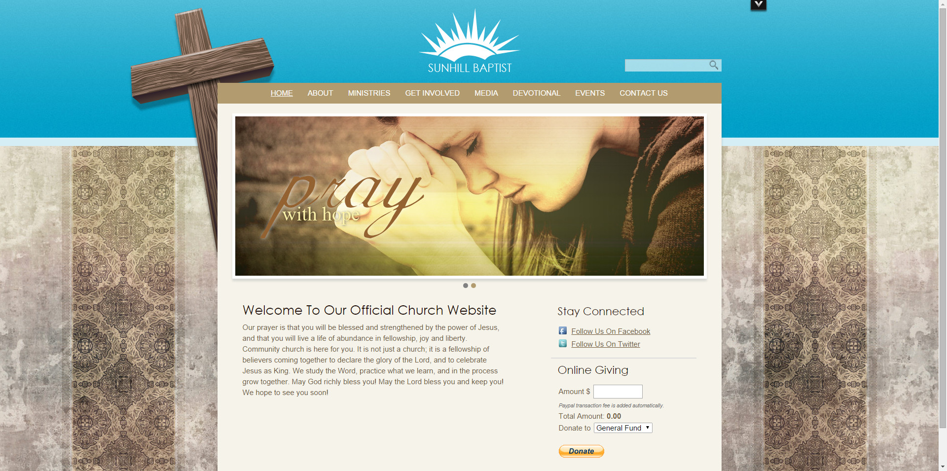 Embroidered Church Website Template with Cross