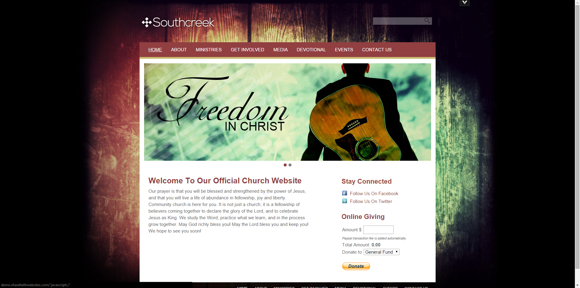 Illuminated Wood Grain Church Website Template