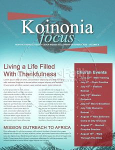 A Life Filled with Thankfulness Newsletter