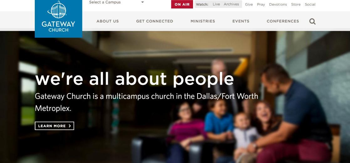 Gateway Church Campus - Top Church Websites Example