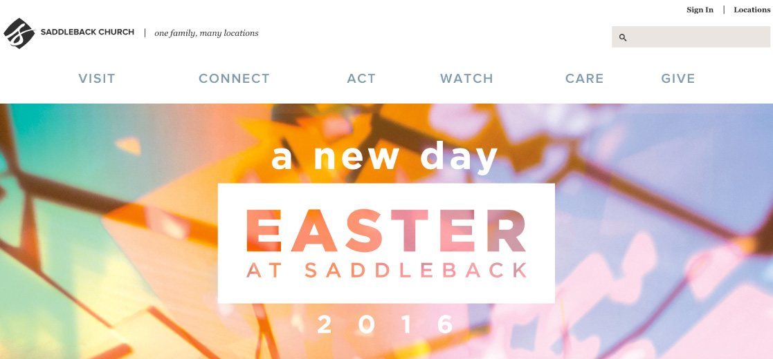 The Saddleback Church Website - Great Church Websites Design example