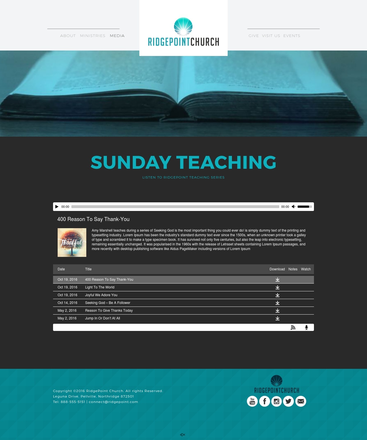 Church Website Template Sermon Audio Player