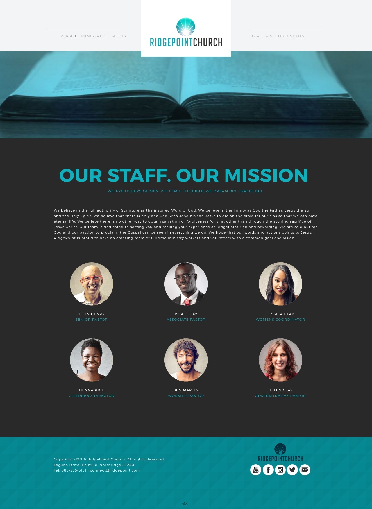 Church Website Template Staff About Us Page