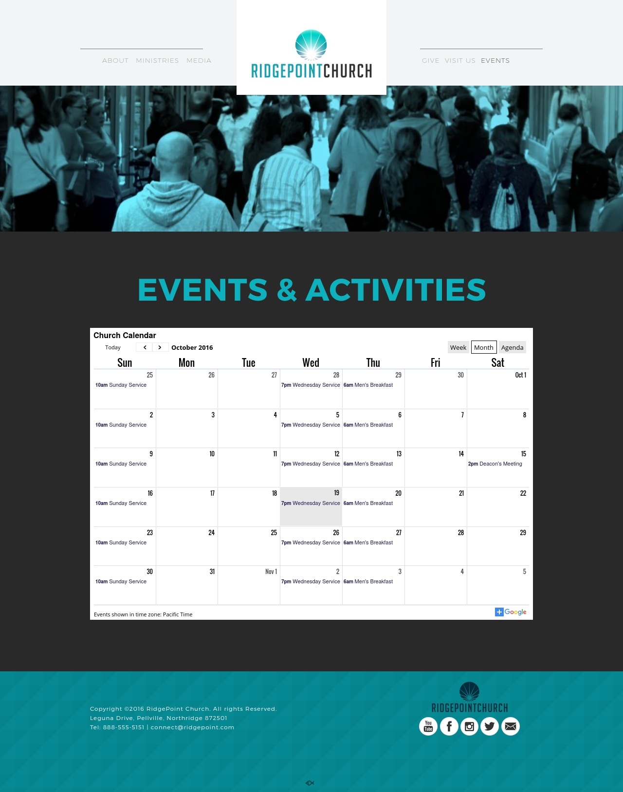 Church Website Template Calendar and Events