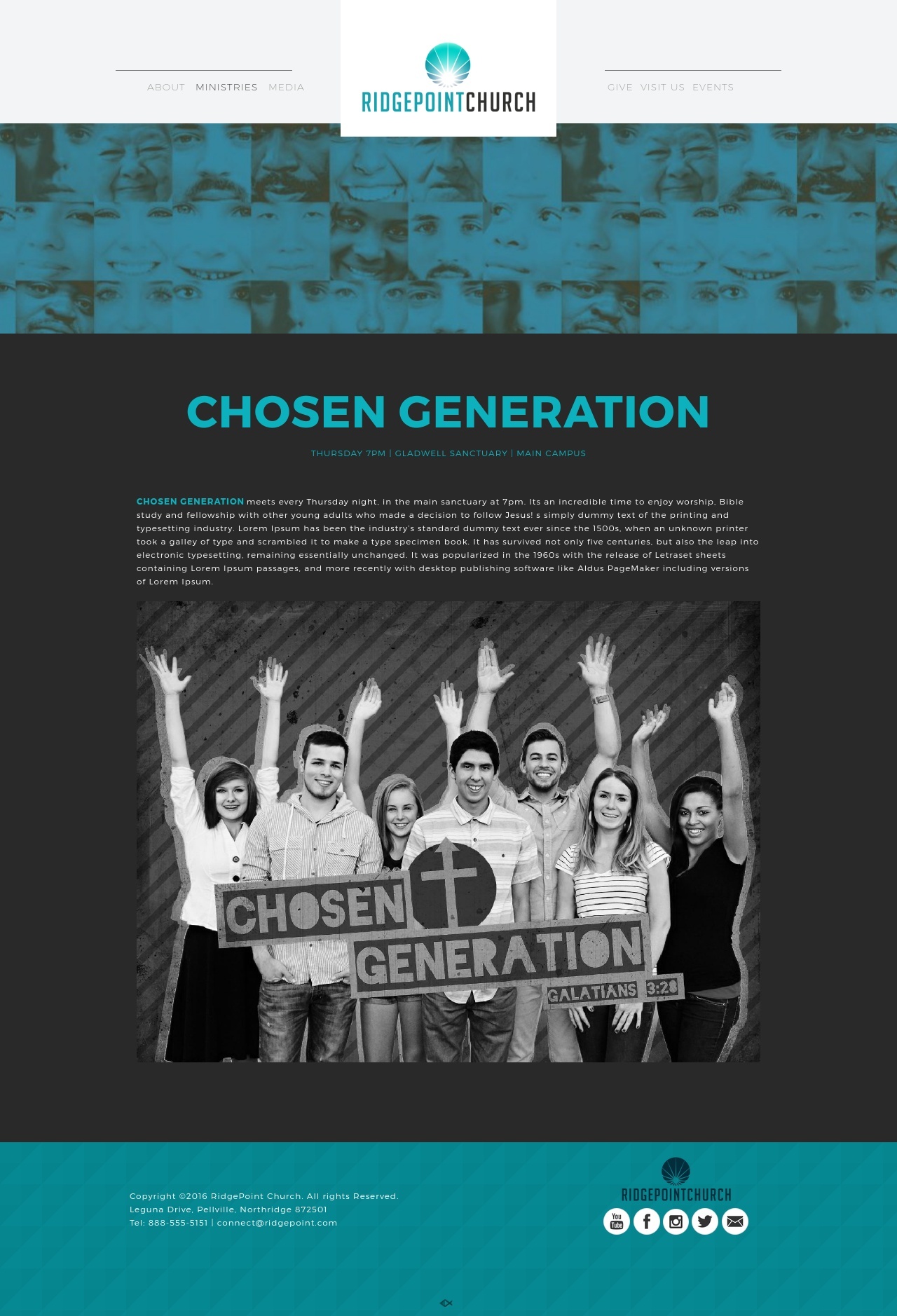 Church Website Template Youth Ministry Page