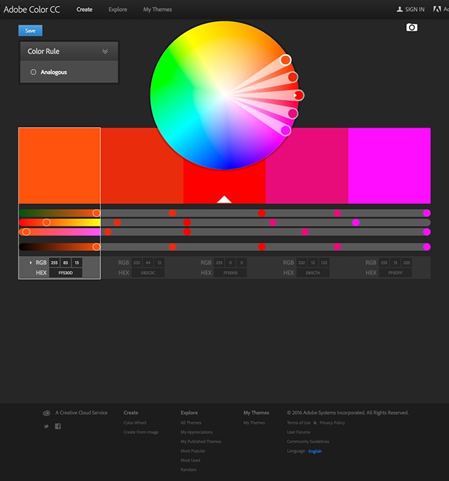 Adobe Color CC - color palette generators