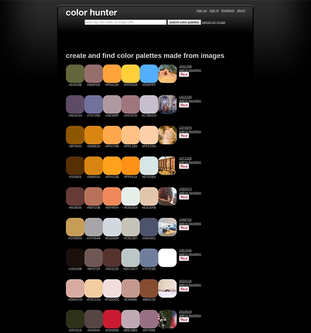 color palette generators - colorhunter