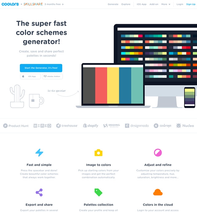 Coolors - color palette generators