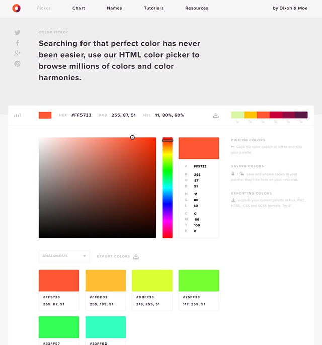 color picker by HTML - color palette generators