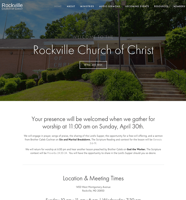 Rockville Church of Christ Church Website