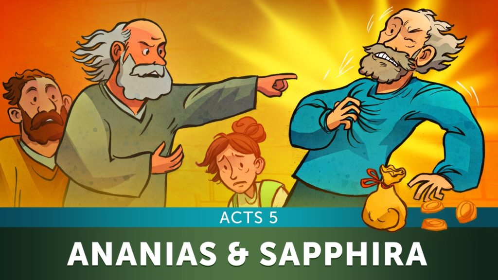 Acts 5 Ananias and Sapphira Kids Bible Story from the Top 100 Sunday School Lessons for Kids, Parents and Teachers.